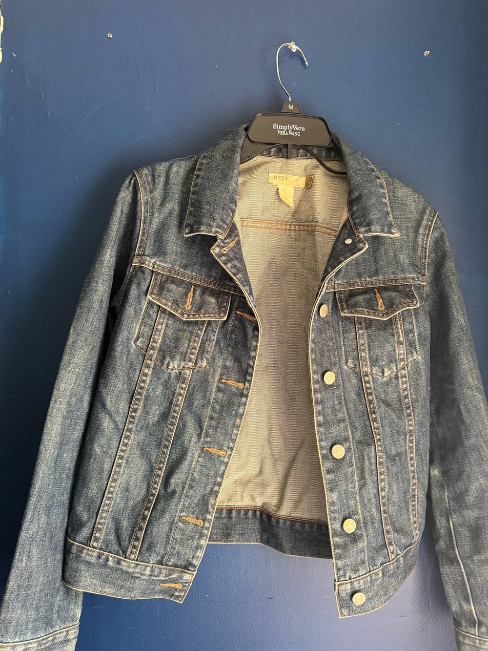 J. Crew Light Blue Striped Denim Jacket